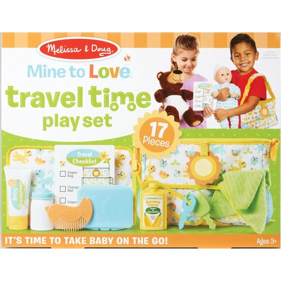🆕 Baby Doll Play Set Yellow Love Travel Time Diaper Bag Bottle Accessories Kids - Picture 5 of 8